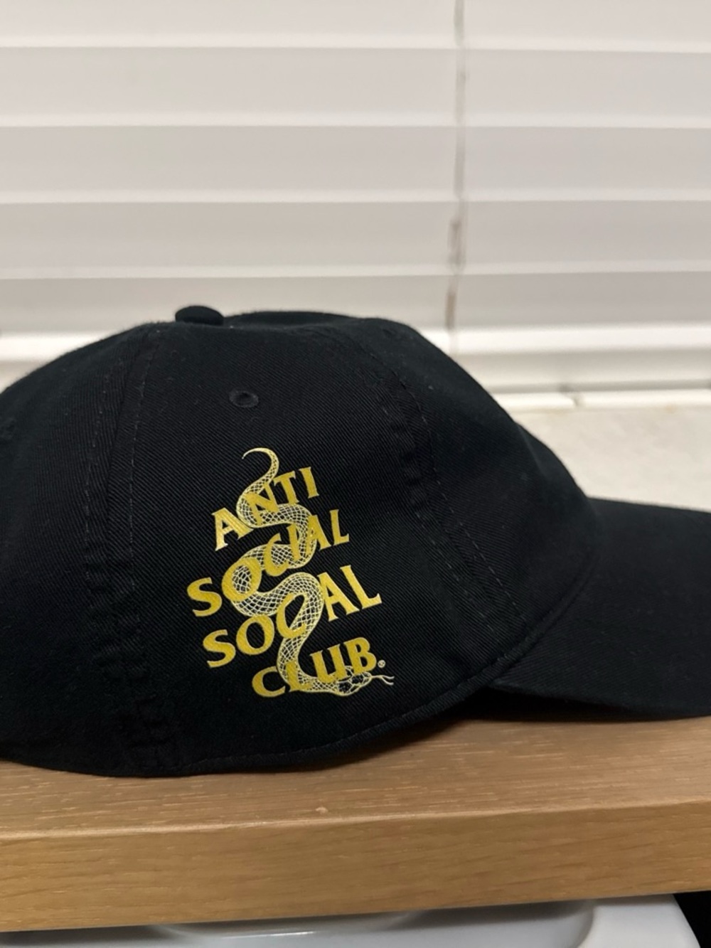 Anti Social Social Club Black Cap with Yellow Snake Logo
